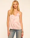 Ramy Brook Bronwyn Silk Ruffle Camisole Tank Top In Misty Pink