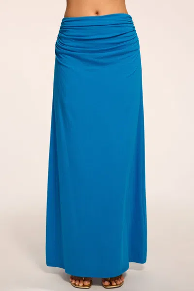 Ramy Brook Brooklyn Ruched Jersey Maxi Skirt In Blue
