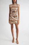 Ramy Brook Caden Sequin Ikat Cocktail Minidress In Brown