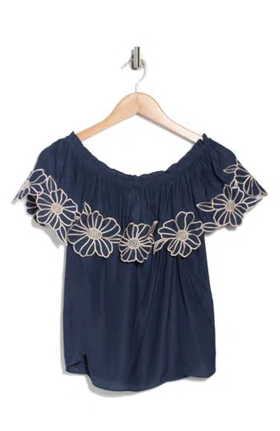 Ramy Brook Cairo Short Sleeve Top In Blue