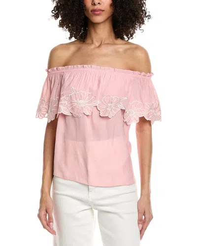Ramy Brook Cairo Short Sleeve Top In Pink