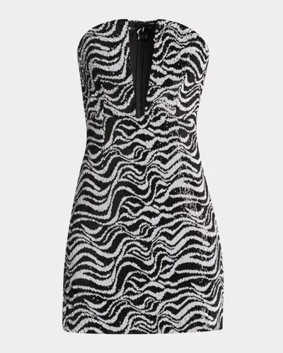 Ramy Brook Caitrin Strapless Plunge Sequin Mini Dress In Black Swirl