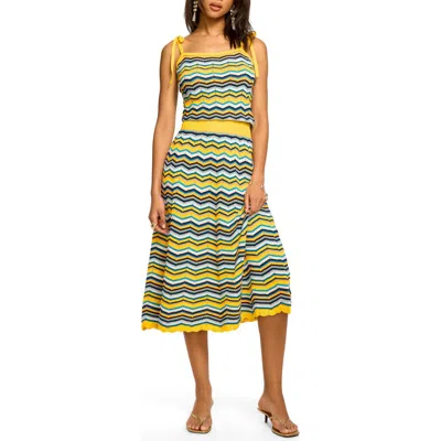 Ramy Brook Cali Chevron Knit Midi Dress In Multi