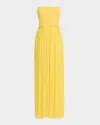 Ramy Brook Calista Smocked Strapless Side-split Coverup Dress In Yellow