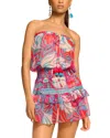 Ramy Brook Calypso Jaliyah Print Strapless Tiered Cover-up Minidress In Pink