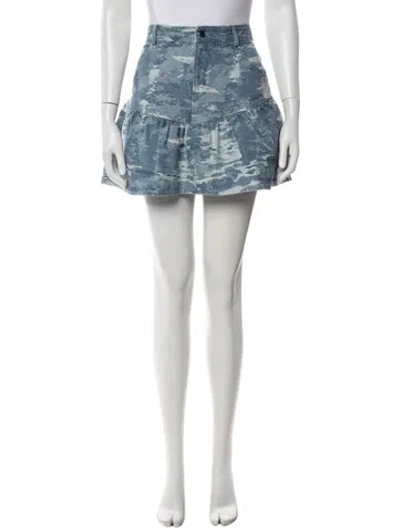 Pre-owned Ramy Brook Camouflage Print Mini Skirt In Blue