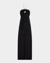 Shop Ramy Brook Camryn Cutout Bead-embellished Halter Gown