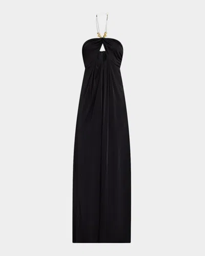 Ramy Brook Camryn Cutout Bead-embellished Halter Gown