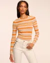 Ramy Brook Capri Long Sleeve Knit Top In Mango Stripe
