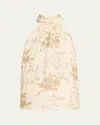 Ramy Brook Cara Metallic Embroidered High-neck Tank In Ivory In Neutral