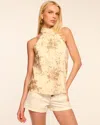 Ramy Brook Cara Metallic Embroidered High-neck Tank In Ivory In Neutral