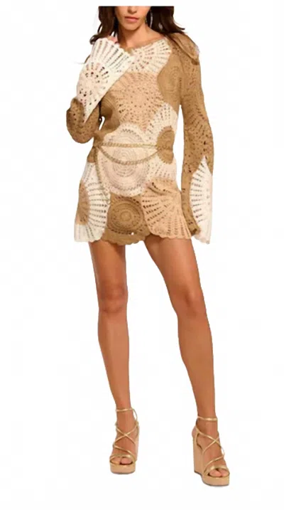 Ramy Brook Carina Crochet Colorblock Minidress In Ssmcb In Brown