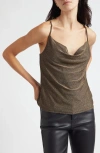 Ramy Brook Carla Metallic Cowl Neck Camisole In Green