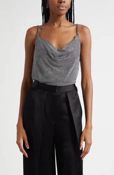 Ramy Brook Carla Metallic Cowl Neck Camisole In Silver Knit