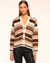 Ramy Brook Caroline Striped Cardigan Sweater In Brown