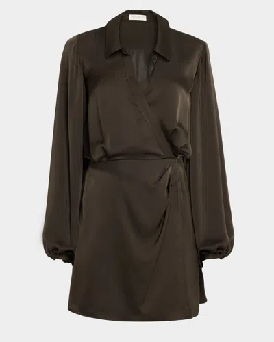 Ramy Brook Carolyn Satin Mini Shirtdress In Animal Print