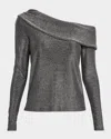 Ramy Brook Carrie Sparkle Knit Off-the-shoulder Top In Gray
