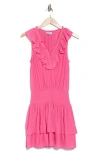 Ramy Brook Carson V-neck Minidress In Bright Raspberry