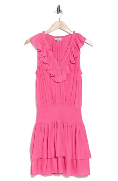 Ramy Brook Carson V-neck Minidress In Bright Raspberry