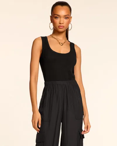 Ramy Brook Carys Contrast Rib Knit Jumpsuit In Black