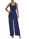 Ramy Brook Carys Contrast Ribbed Combo Jumpsuit In Spring Navy In Blue
