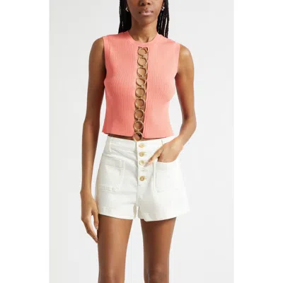 Ramy Brook Casey Ring Detail Rib Sweater Vest In Pink