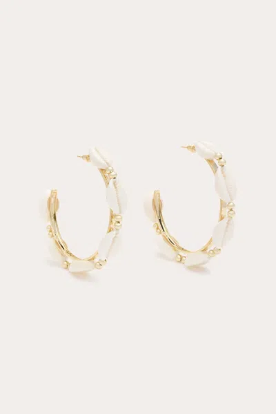 Ramy Brook Casie Shell Beaded Hoops In Gold