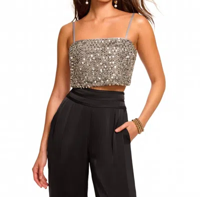 Ramy Brook Cassandra Sequin Crop Top In Platinum Sequin In Silver