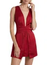 Ramy Brook Cassea Plunging Sleeveless Mini Dress In Ruby Red In Red