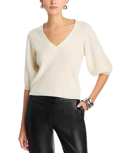 Ramy Brook Cassidee Cashmere V Neck Sweater In White