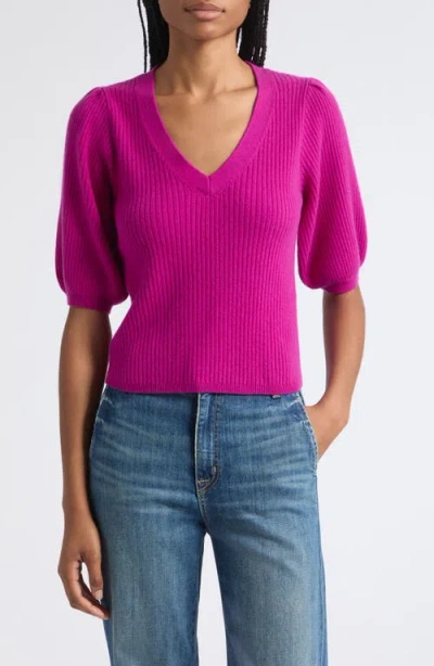 Ramy Brook Cassidee Puff Sleeve Cashmere Sweater In Purple