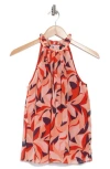 Ramy Brook Cassy Woven Top In Flame Orange Combo
