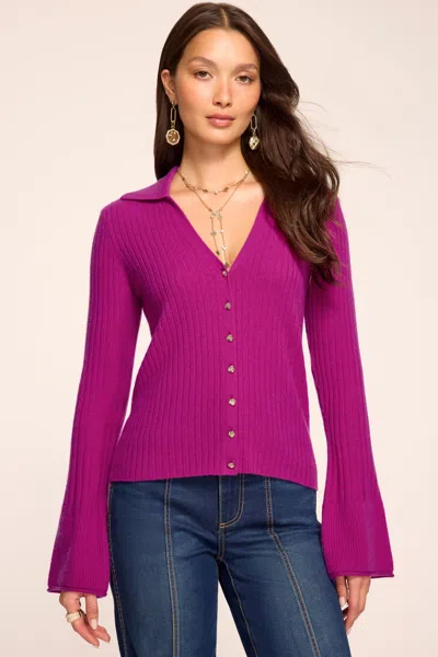 Ramy Brook Cathy Cashmere Cardigan Sweater Raspberry