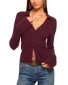 Ramy Brook Cathy Collared Rib Cashmere Cardigan In Burgundy