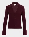 Ramy Brook Cathy Collared Rib Cashmere Cardigan In Burgundy