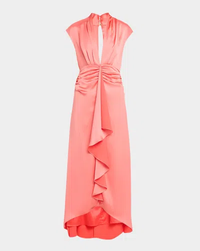Ramy Brook Catrin Draped Deep V-neck Gown In Pink