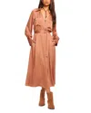 Ramy Brook Cecilia Satin Midi Shirtdress In Saddle