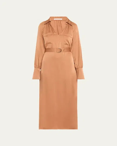 RAMY BROOK CECILIA SATIN MIDI SHIRTDRESS
