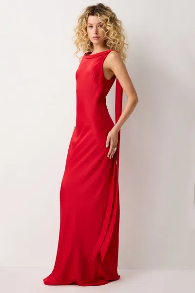 Ramy Brook Cecily Draped Open Back Gown In Red