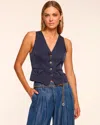 Ramy Brook Cedric V-neck Button Down Vest In Blue