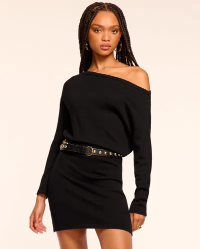 Ramy Brook Chance Merino Off-the-shoulder Mini Dress In Black