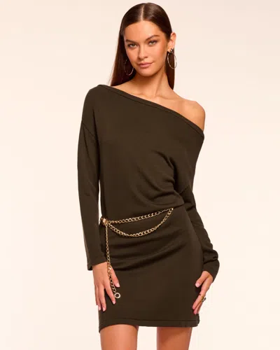 Ramy Brook Chance Merino Off-the-shoulder Mini Dress In Green