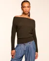 Ramy Brook Chance Merino Off-the-shoulder Sweater In Green