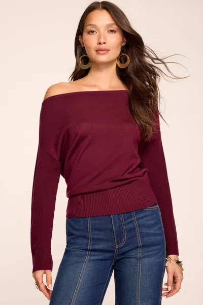 Ramy Brook Chance Merino Off-the-shoulder Sweater Cranberry