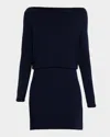 Ramy Brook Chance Off-shoulder Wool Sweater Dress In Blue
