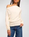 Ramy Brook Chance One-shoulder Wool Sweater In Ivory