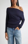 Ramy Brook Chance Wool Off The Shoulder Sweater In Blue