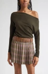 Ramy Brook Chance Wool Off The Shoulder Sweater In Green