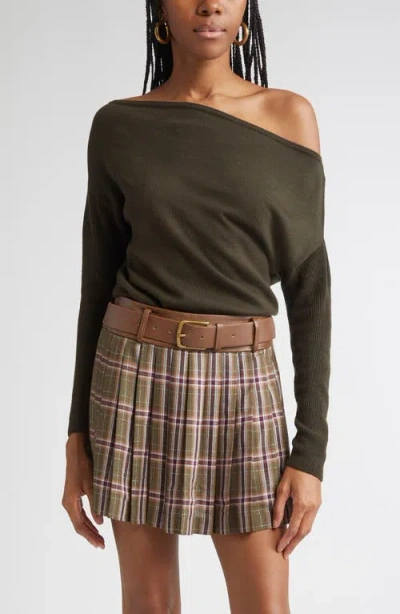 Ramy Brook Chance Wool Off The Shoulder Sweater In Green