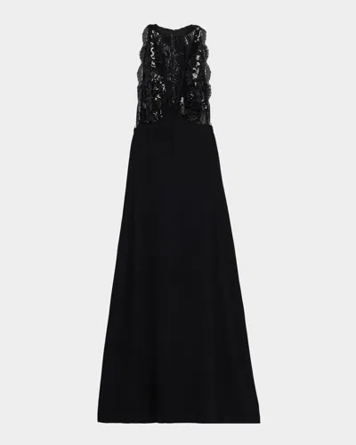 RAMY BROOK CHANTAL SEQUINED PLUNGING CUTOUT GOWN